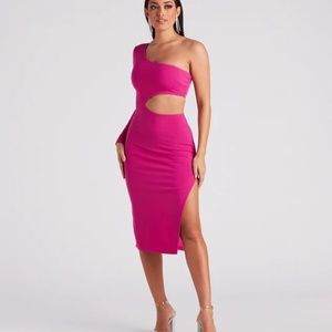 DONATED - Windsor Lilly Formal Crepe Cutout Dress in Fuchsia